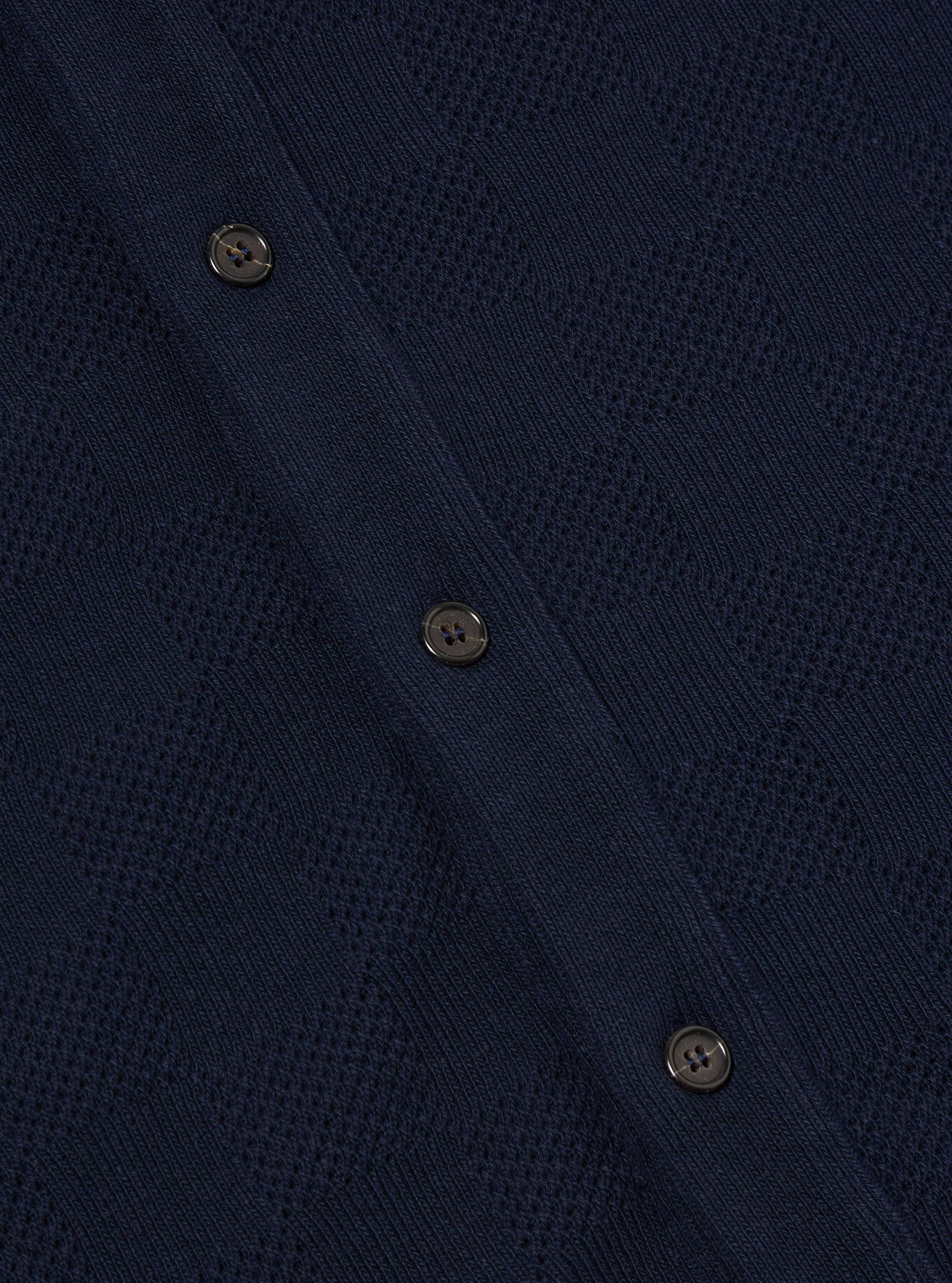 Bright Navy Fantasy Checkerboard Button Through Polo Product Image