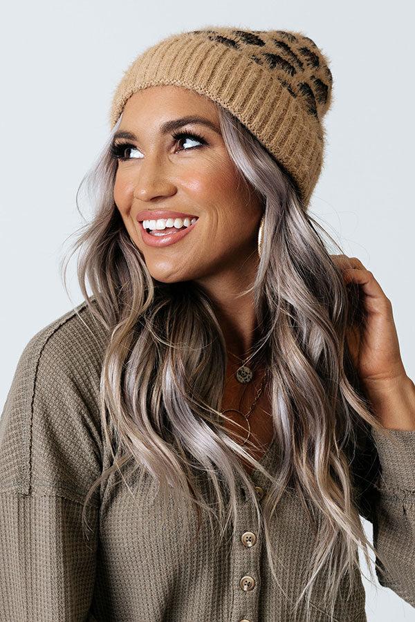 Away To The Alps Leopard Beanie In Brown Product Image