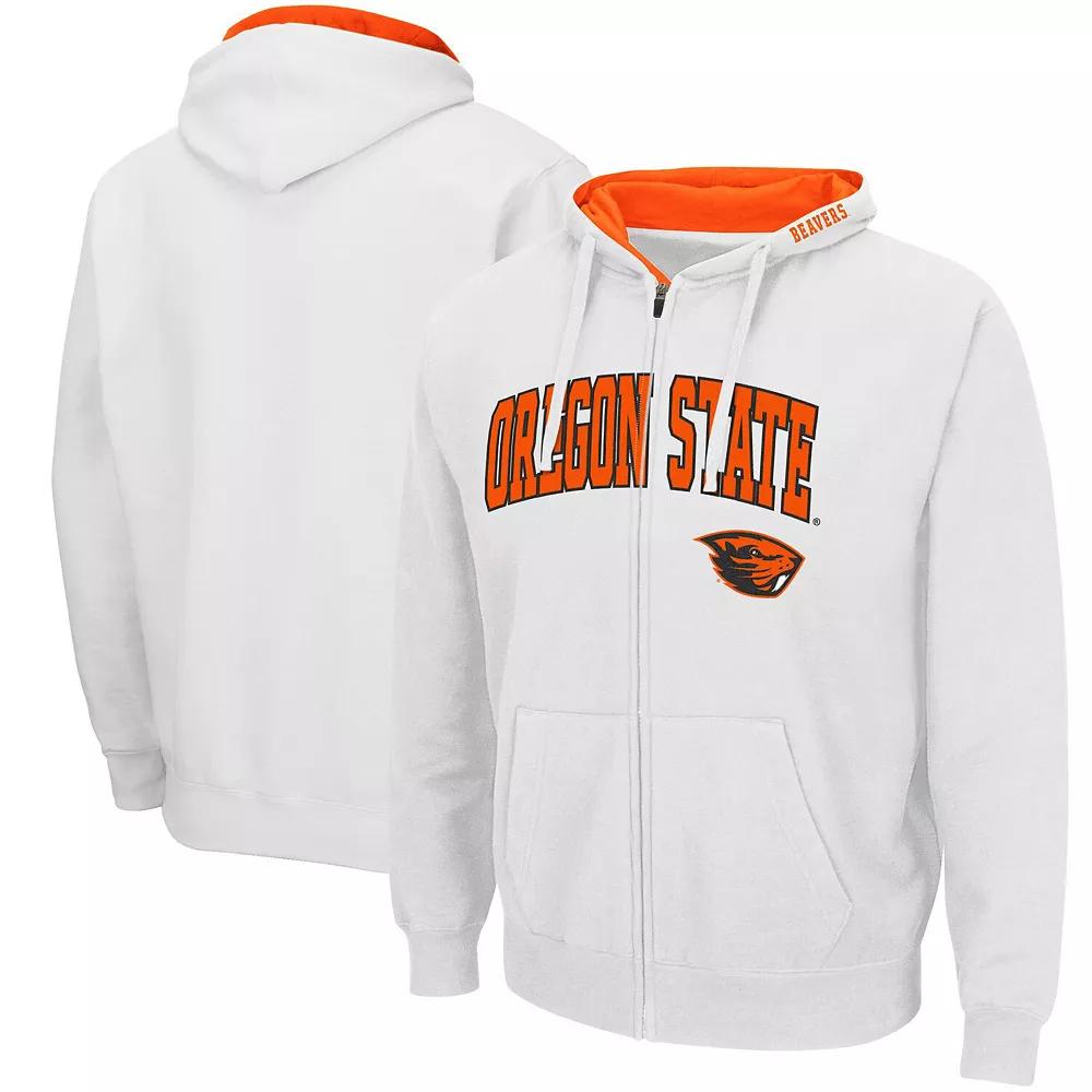 Men's Colosseum White Oregon State Beavers Arch & Logo 3.0 Full-Zip Hoodie, Size: 2XL Product Image