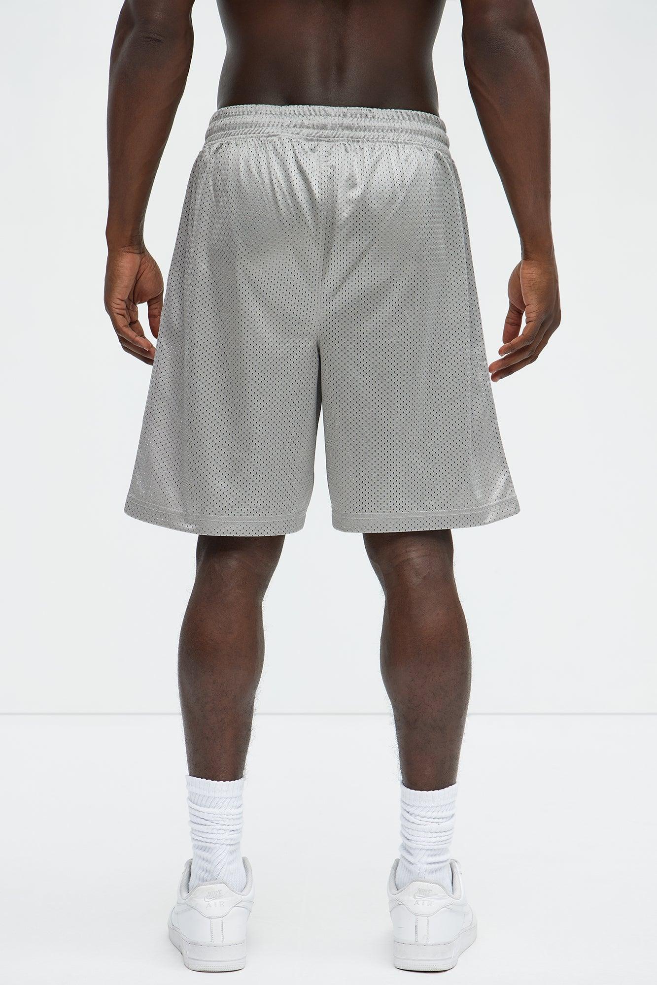Varsity Player Relaxed Mesh Shorts - Grey Product Image
