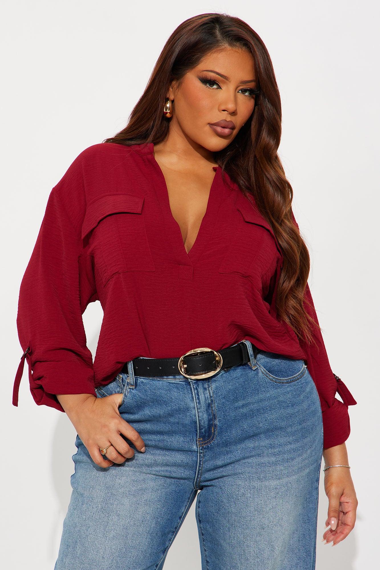 Solange Blouse Top - Burgundy Female Product Image