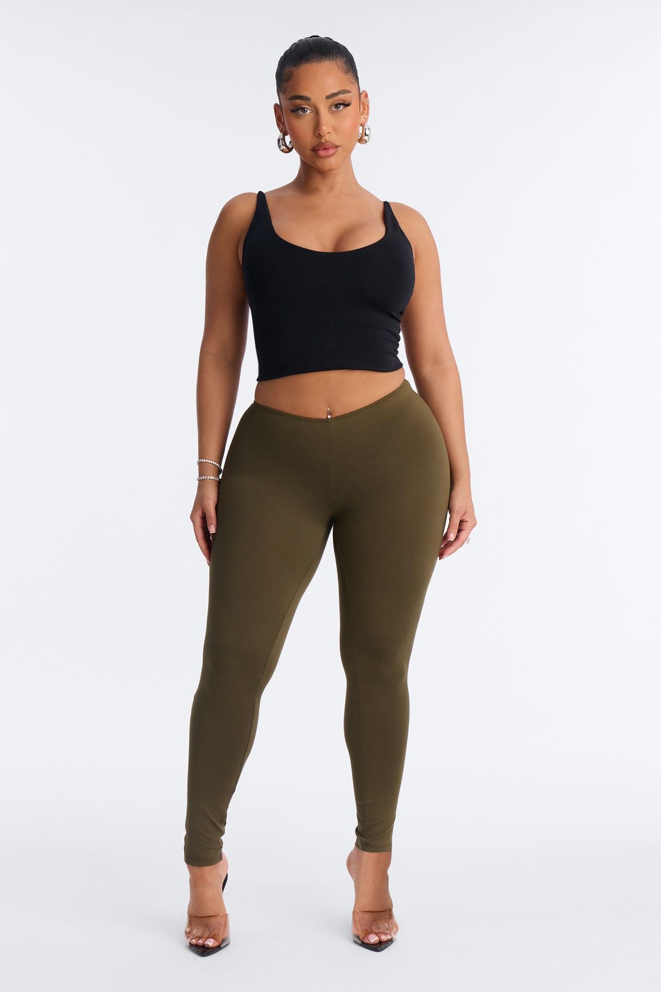 Feeling Cheeky Mid Rise Ruched Butt Legging - Olive Female Product Image