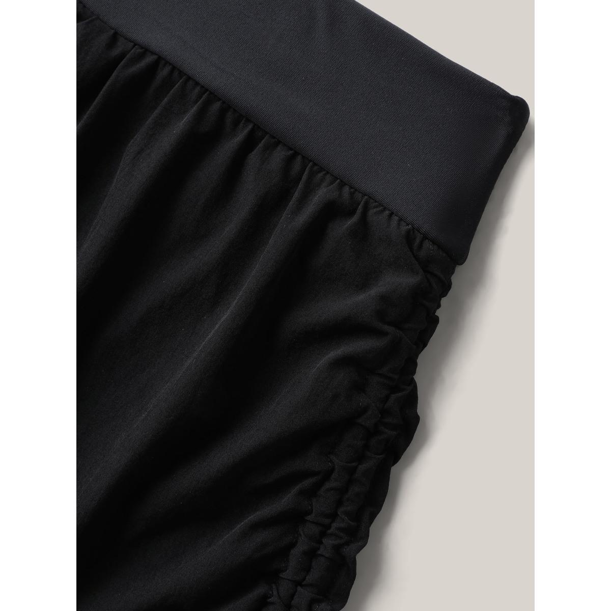 Plus Size Adjustable Side Drawstring Swim Bottoms Women's Swimwear Black Resort Drawstring High stretch Bodycon Mid Rise Curve Swim Bottoms BloomChic 22-24/3X Product Image