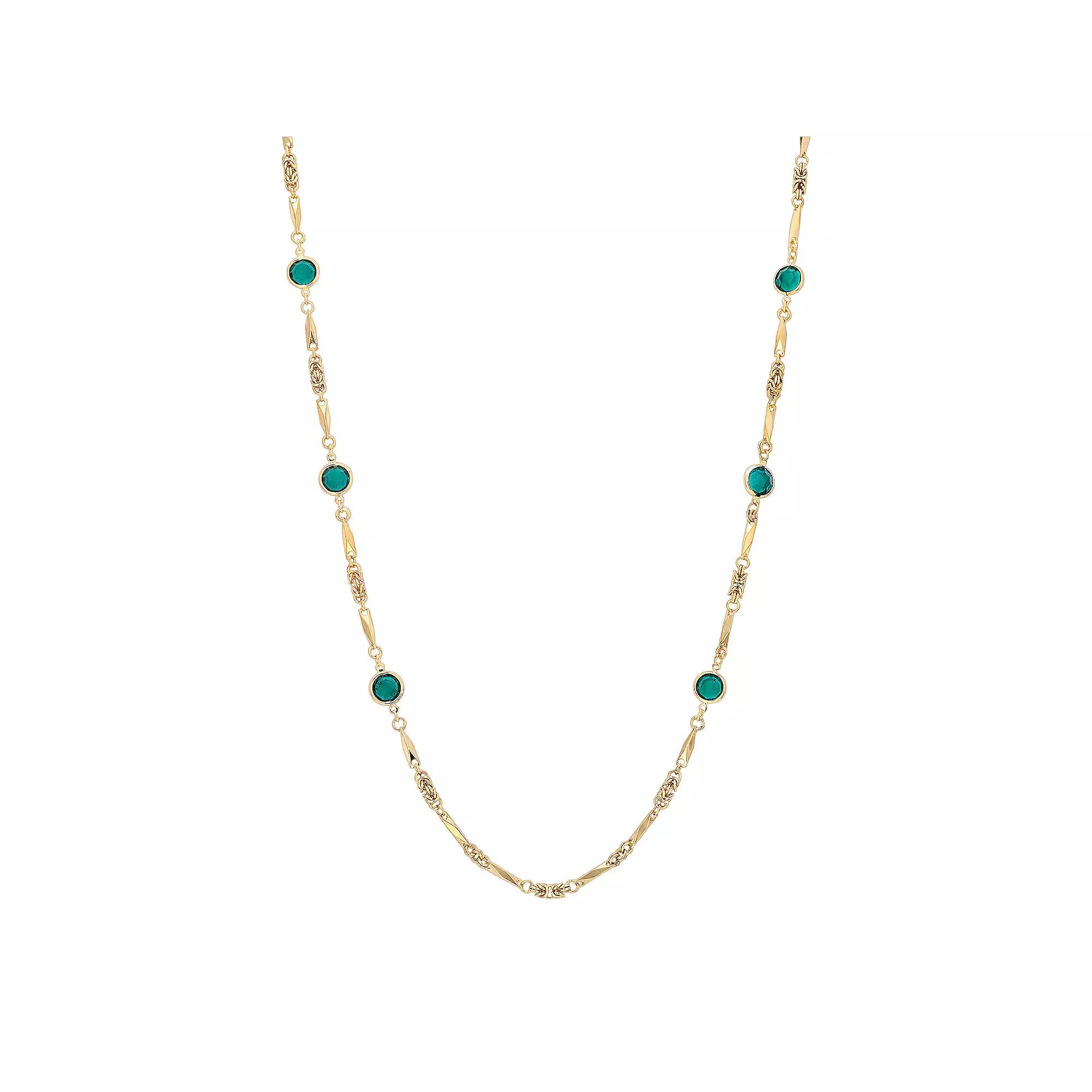 1928 Gold-tone Channel Necklace, Womens, Green Product Image