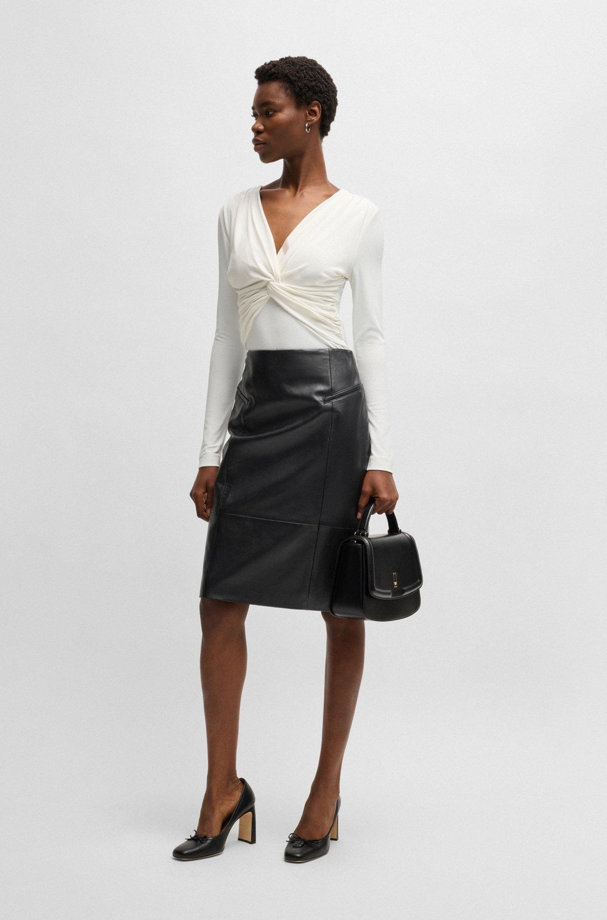 Pencil skirt in lustrous leather Product Image