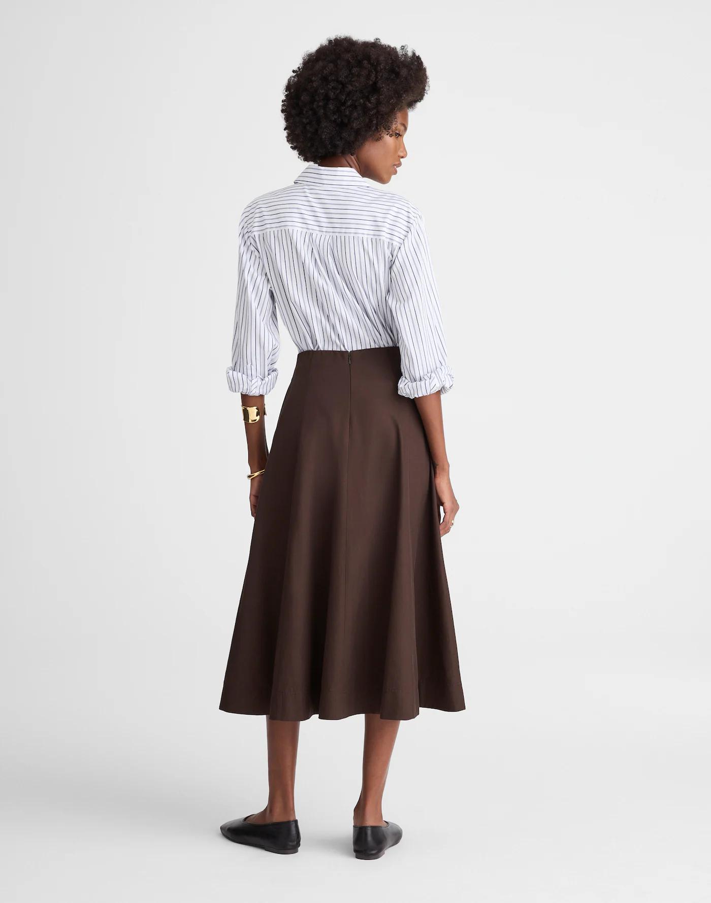 Paneled Midi Skirt in Cotton-Blend Twill Product Image