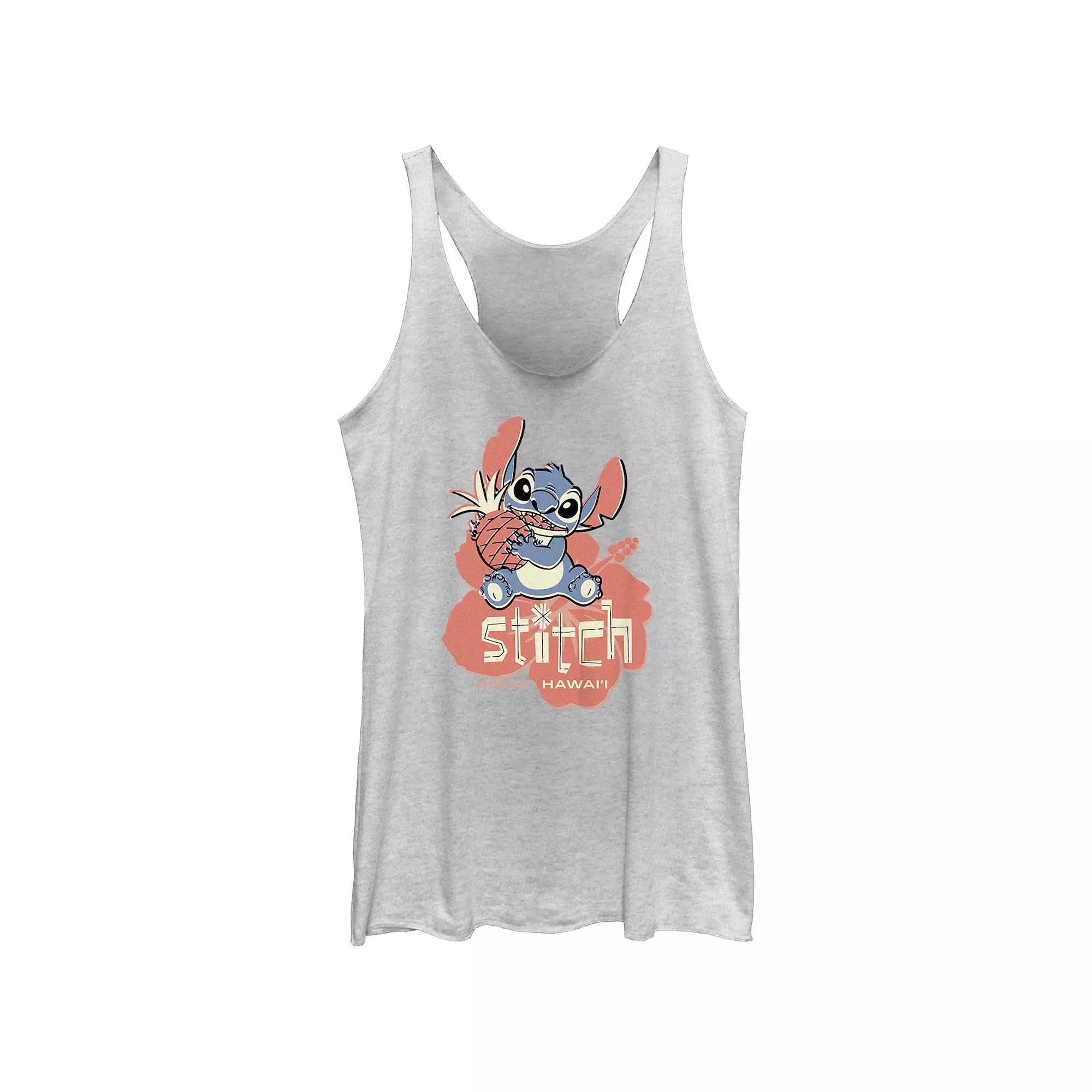 Disney's Lilo & Stitch Women's Kauai, Hawai'i Stitch With Pineapple Tri-Blend Racerback Tank Top, Girl's,  Product Image