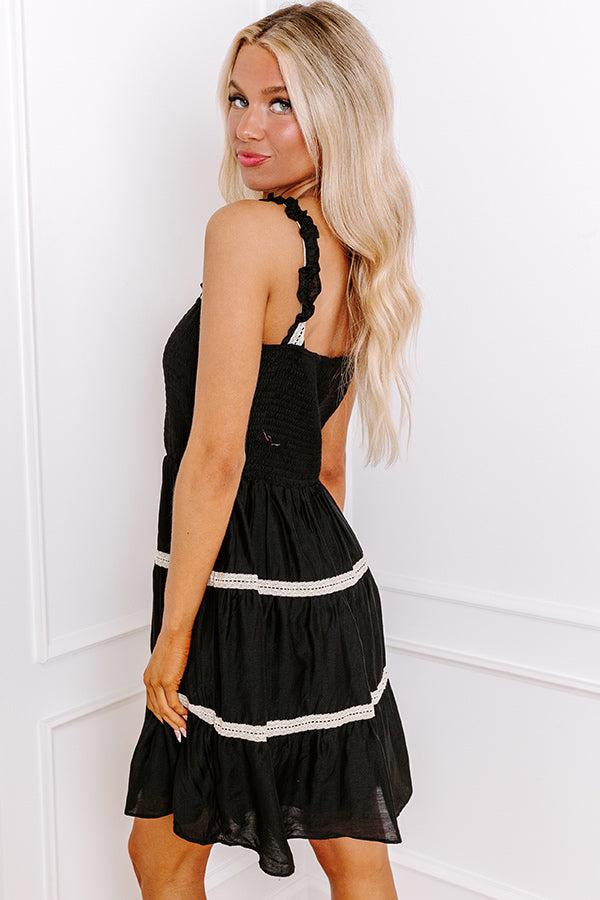 Boardwalk Bliss Smocked Mini Dress in Black Product Image