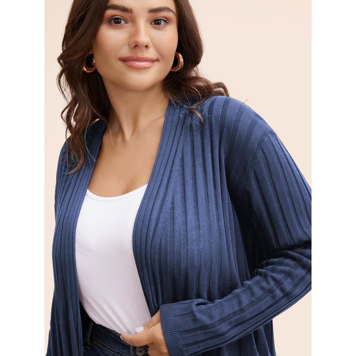 Plus Size Plain Textured Kimono Collar Cardigan DustyPink Women Timeless Loose Long Sleeve Elegant Cardigans BloomChic 22-24/3X Product Image