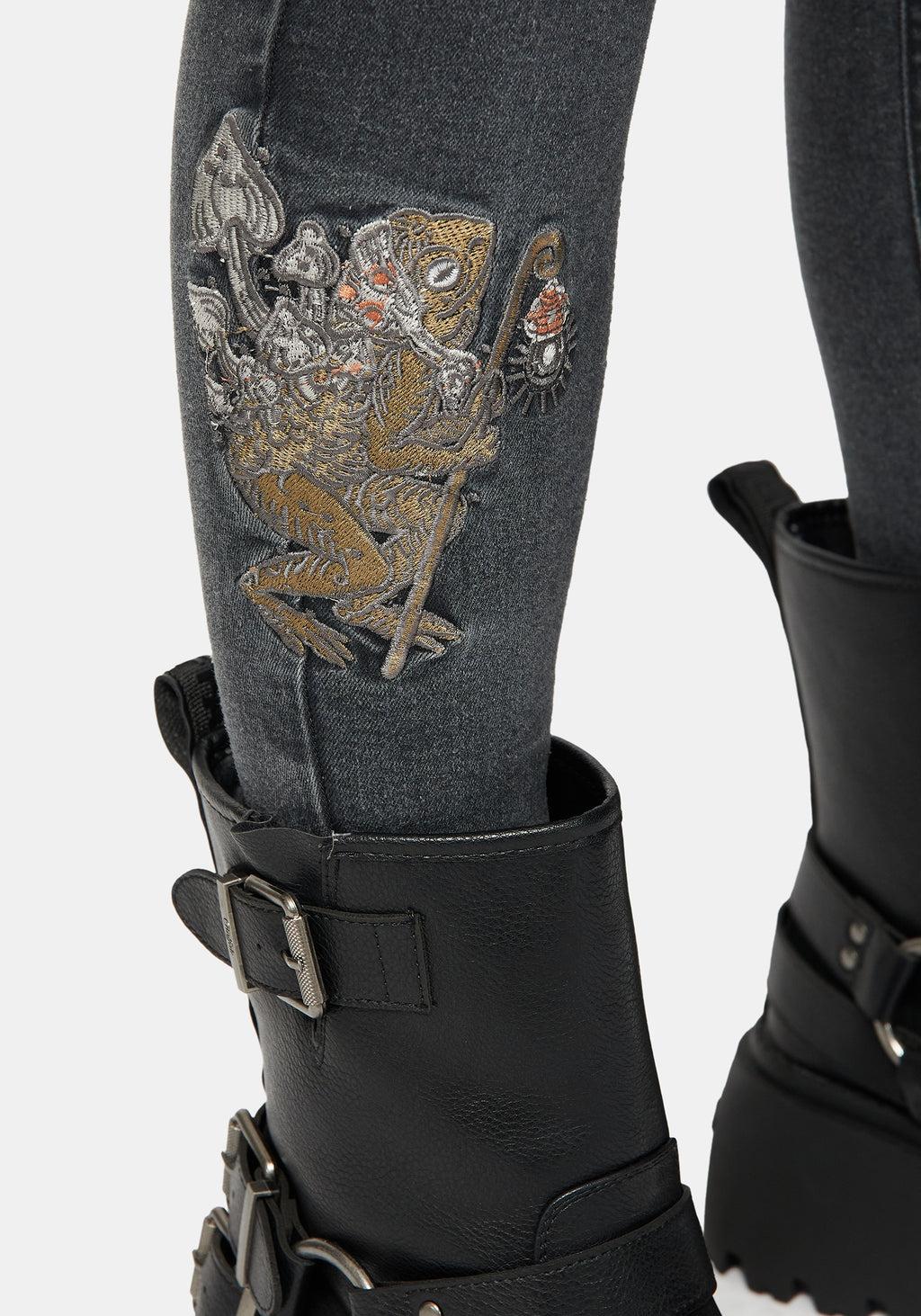 Hexborn Baba Yaga Embroidered Denim Skinny Jean Product Image