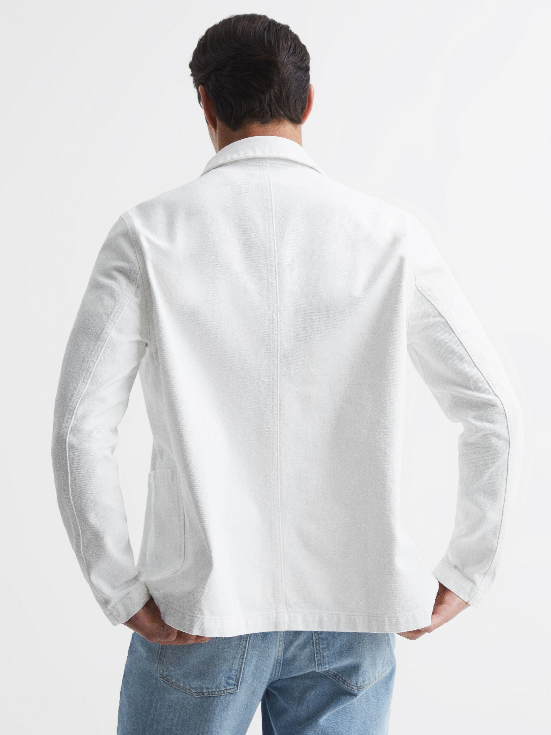 Cotton Twill Worker Jacket in White Product Image