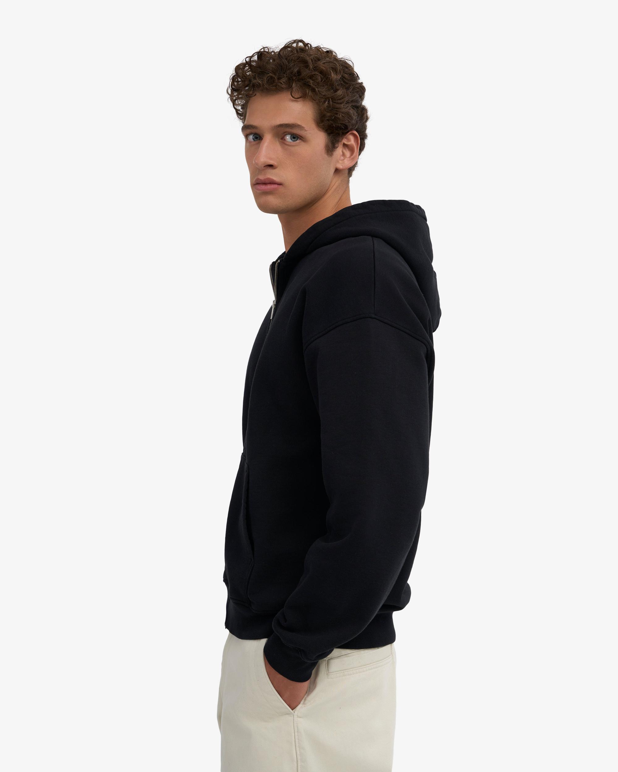 Organic Oversized Zip Hood - Deep Black Product Image