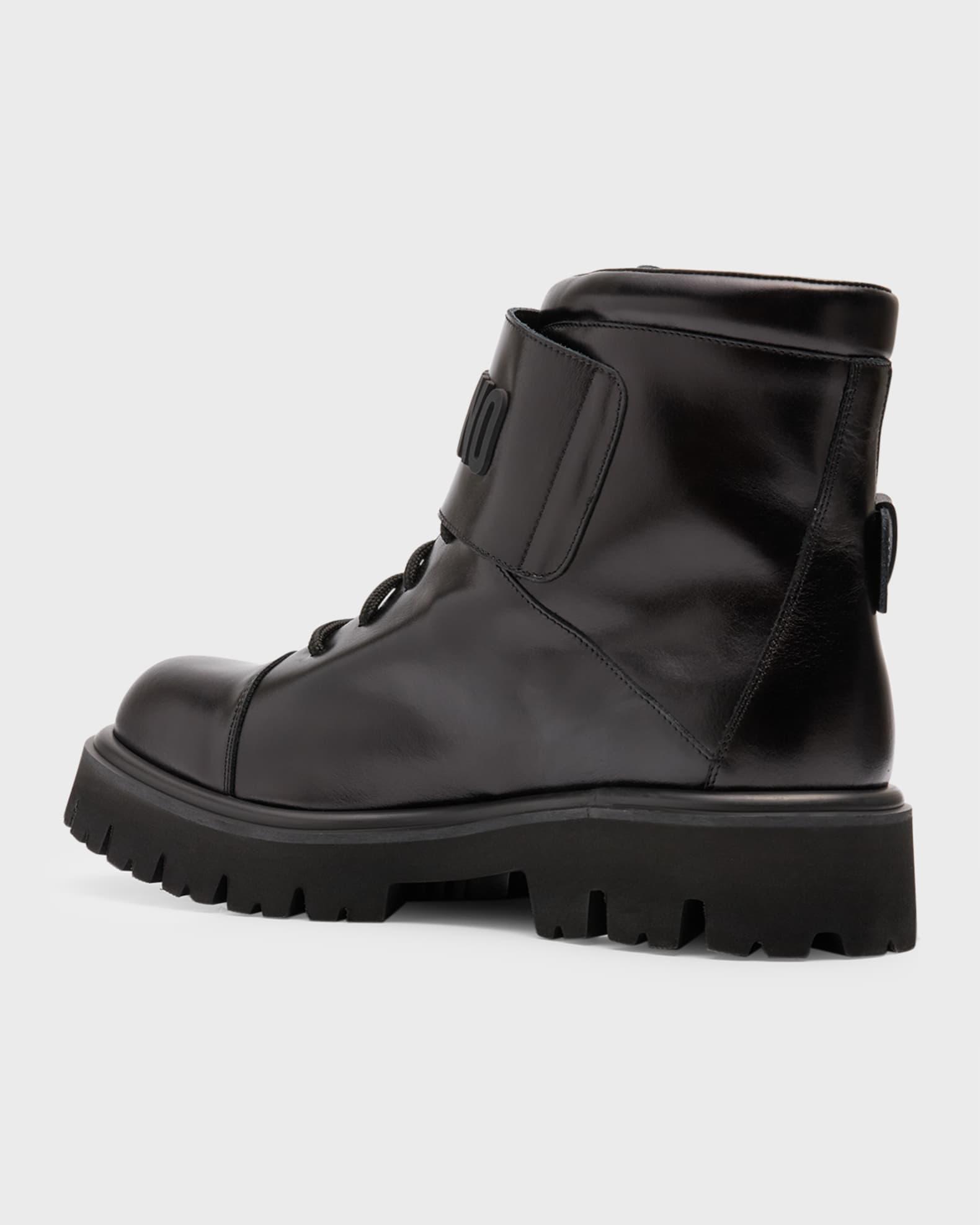 Men's Leather Logo Combat Boots Product Image