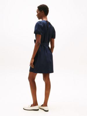 Puff-Sleeve Belted Dress Product Image