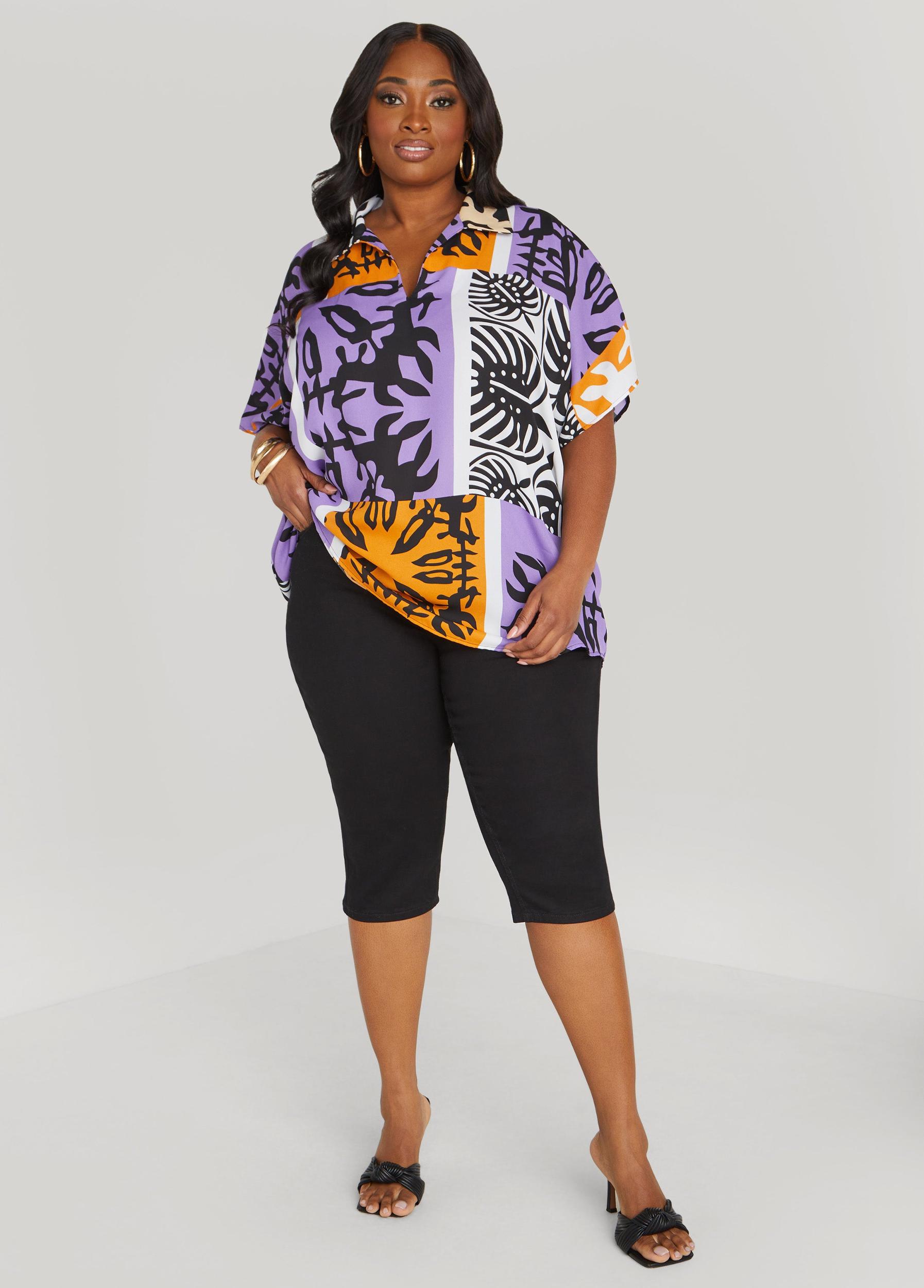 V Neck Tropical Print Shirt Product Image