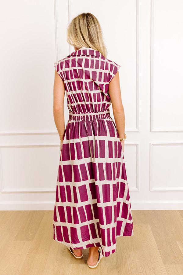 Bordeaux Sipping Front Tie Midi Dress Product Image