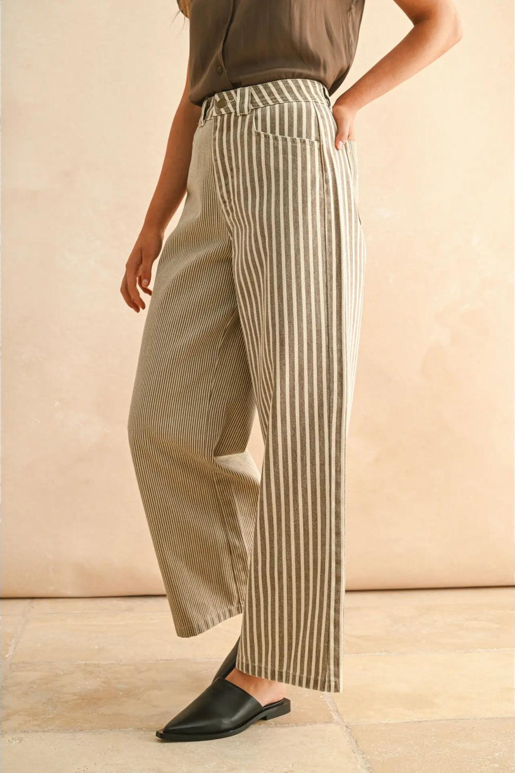 Mixed Fabric Pants Product Image