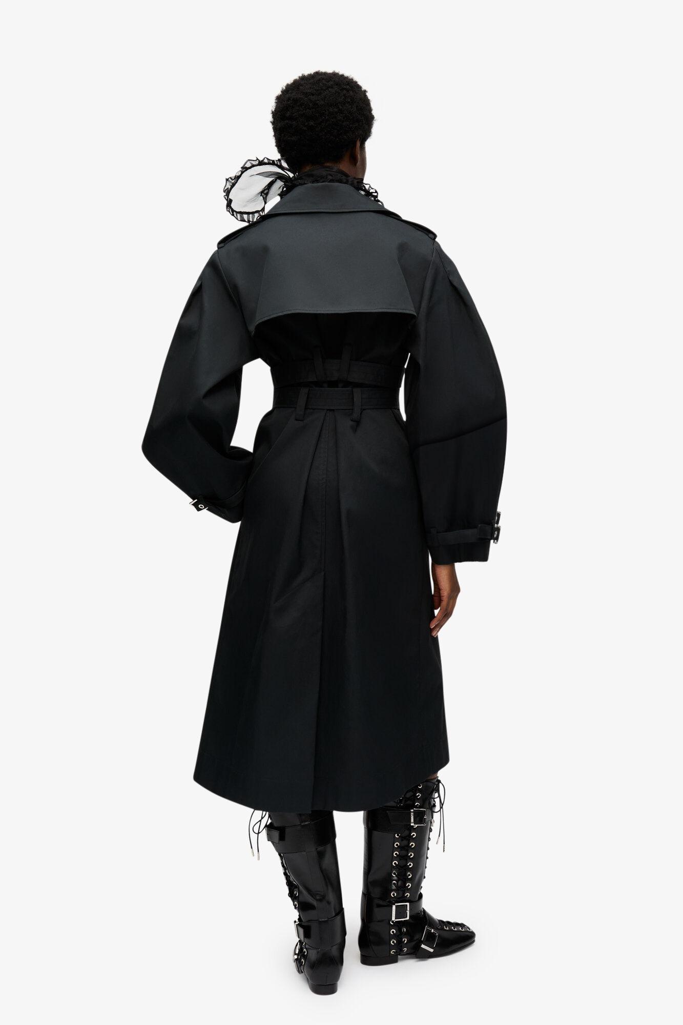 Black Bonded Cotton Trench Coat Product Image