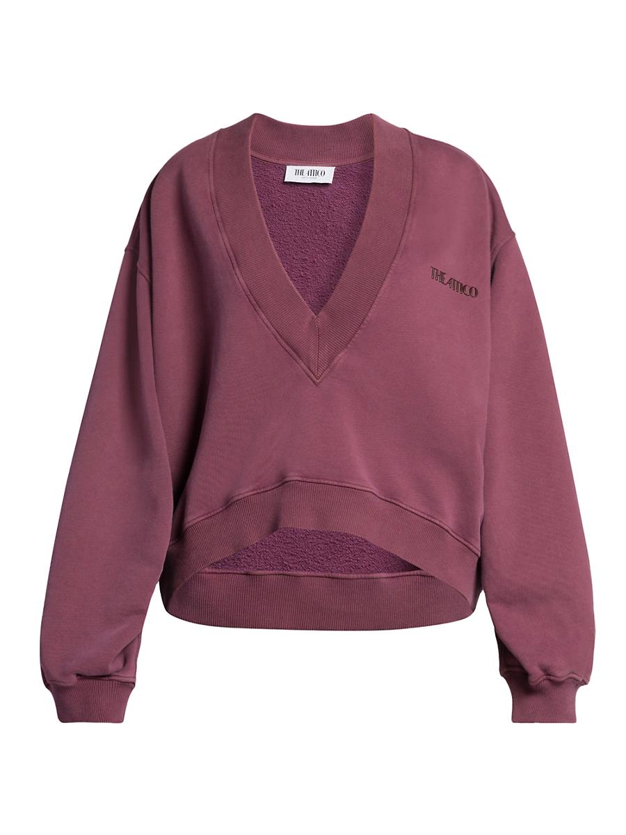 Womens Cropped V-Neck Sweatshirt Product Image