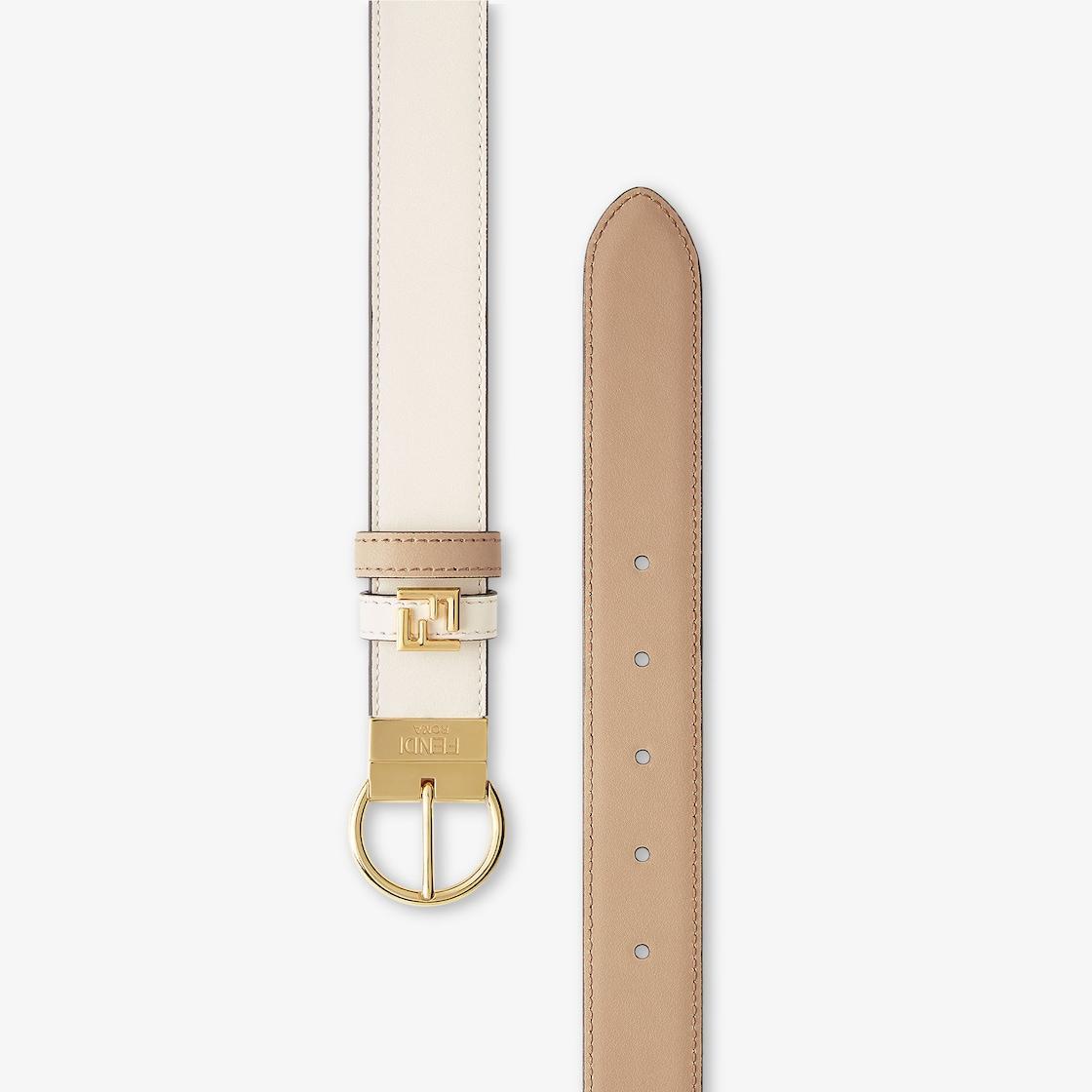 FF BeltWhite and cappuccino leather reversible belt Product Image