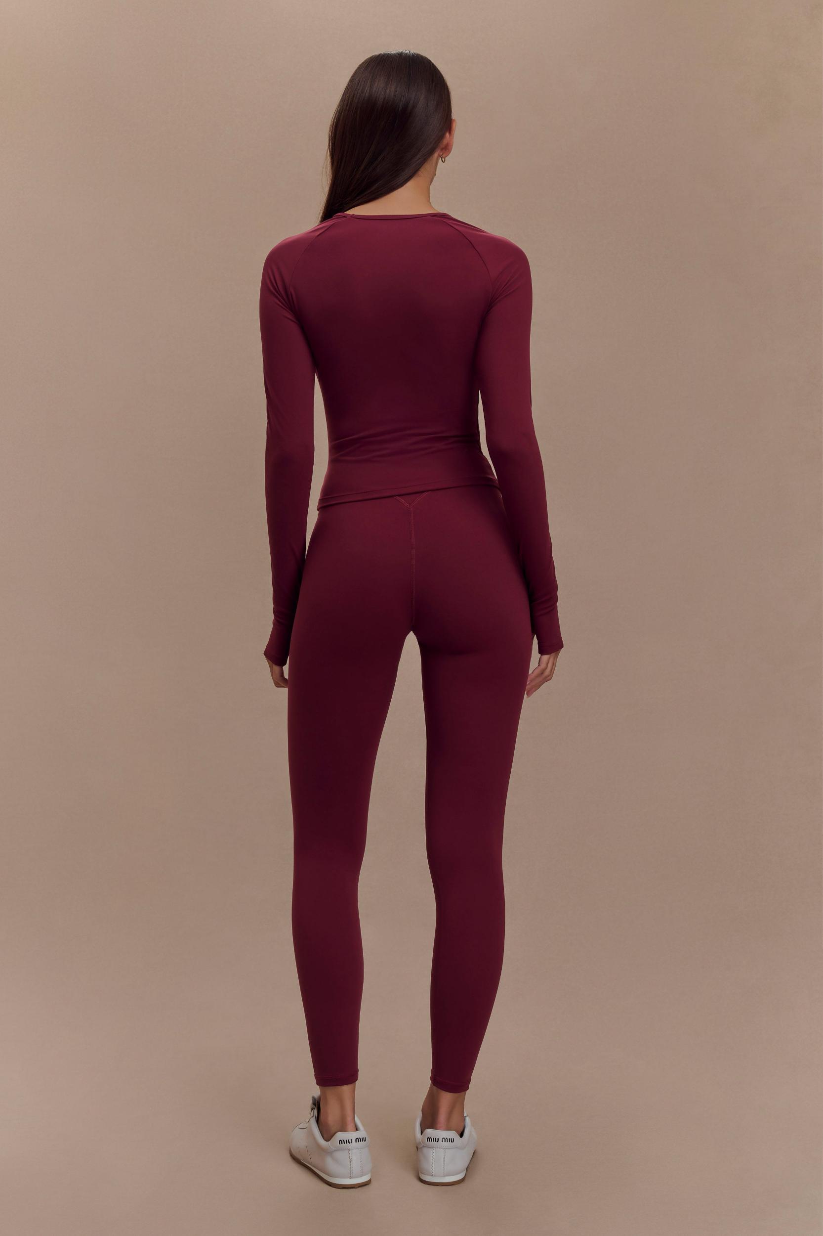 Eliana Long Sleeve Active Top - Burgundy Product Image