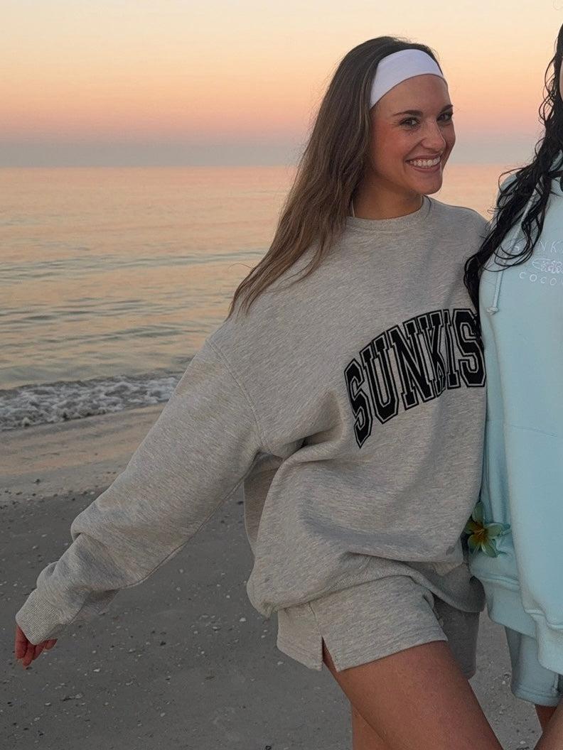 Afternoon Grey Sunkissed Varsity Embroider Sweatshirt Product Image