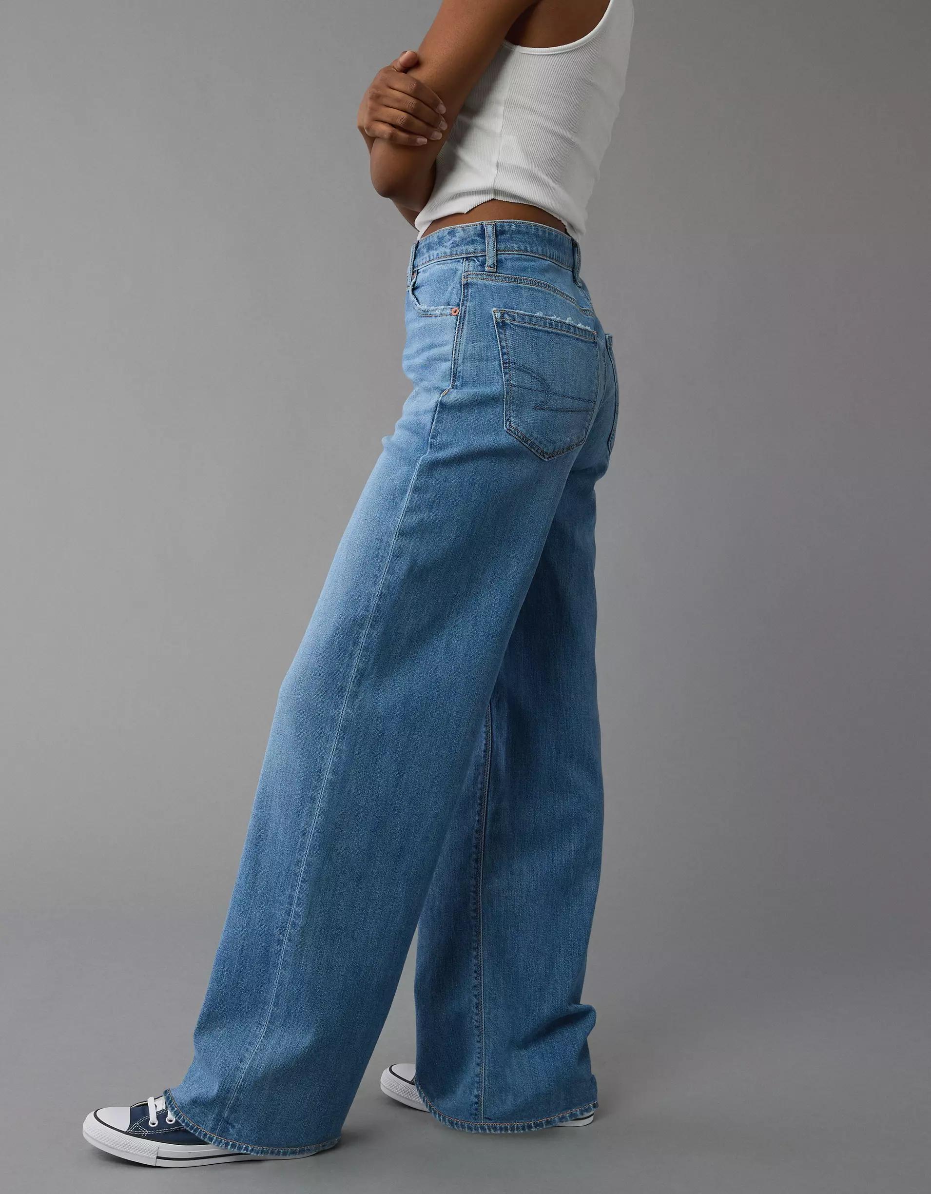 AE Dreamy Drape Stretch Super High-Waisted Baggy Wide-Leg Jean Product Image