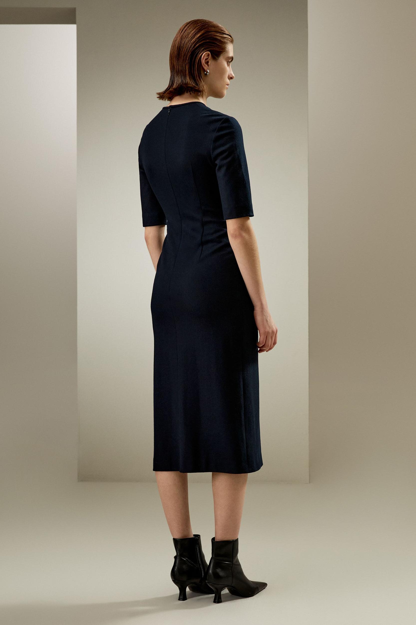 LILYSILK Wool Dress Womens - Navy Blue Merino Wool - Soft Short Sleeve Dress 10 Product Image