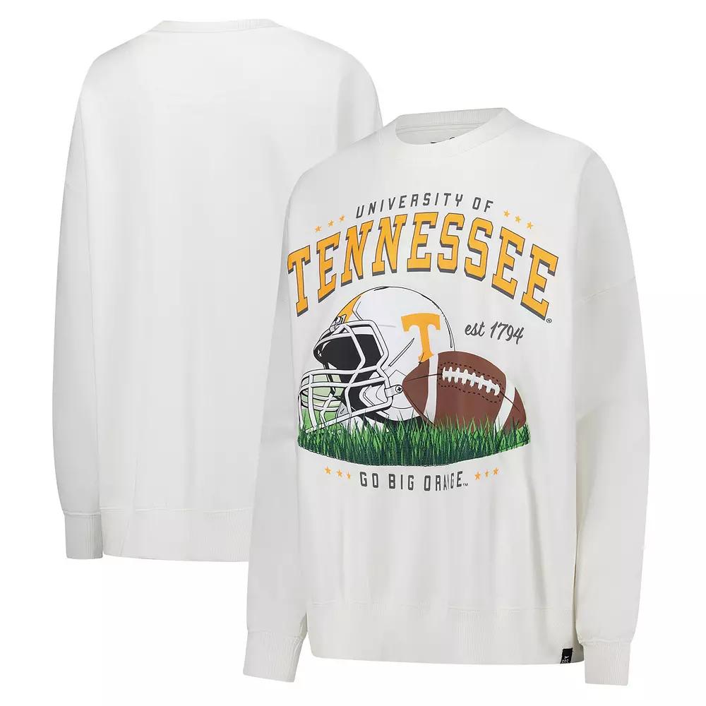 Women's Gameday Social White Tennessee Volunteers Oversized Football Pullover Sweatshirt, Size: Medium Product Image