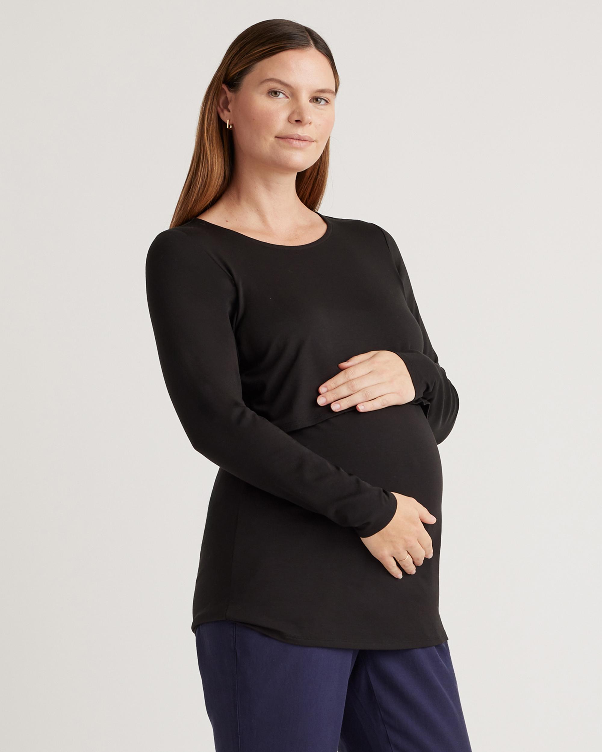 Quince | Women's Tencel Jersey Maternity & Nursing Long Sleeve Relaxed Fit T-Shirt 2-Pack Size XS, Lenzing Modal Product Image