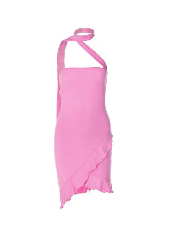 Tie Strap Ruffle Bodycon Mini Dress Product Image