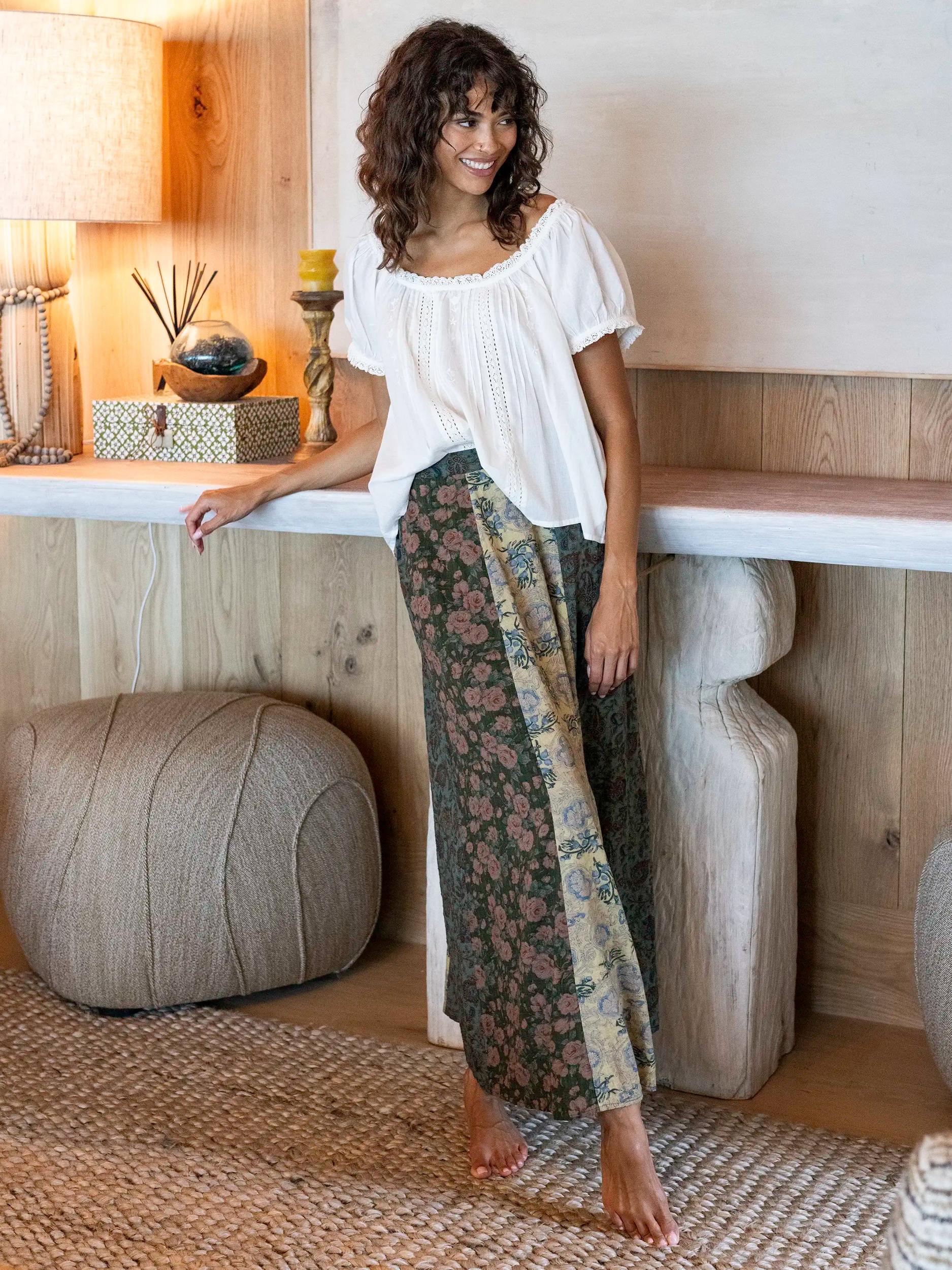 Valentina Maxi Skirt - Sage Cream Floral Product Image