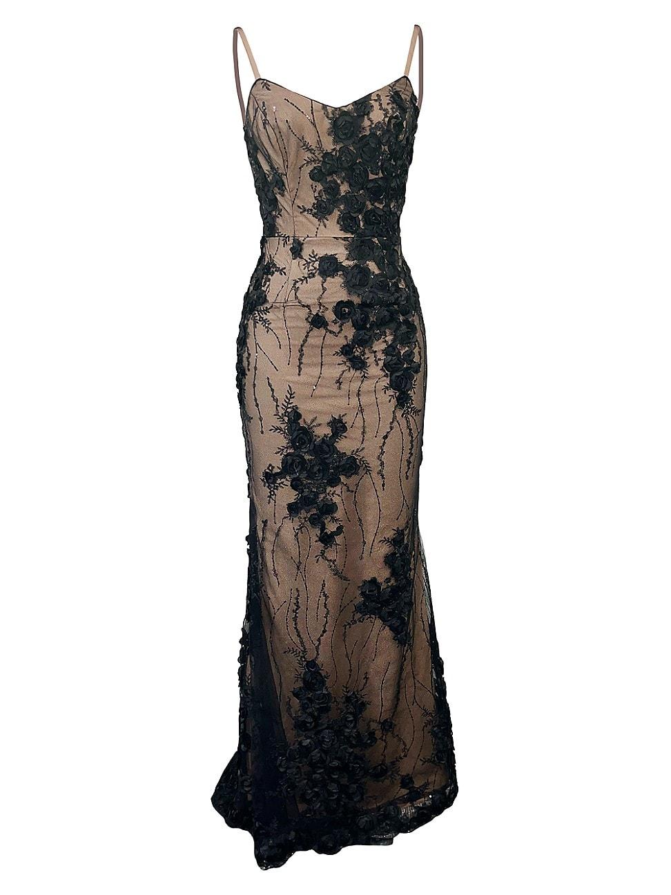 Dress the Population Giovanna Floral Mesh Applique Gown Product Image