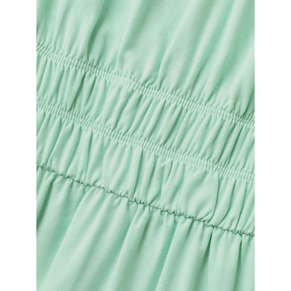 Plus Size Rayon Stretchy Waist Pockets Knee Dress Greenbean Women Resort Square Neck Short sleeve Curvy BloomChic 12/L Product Image