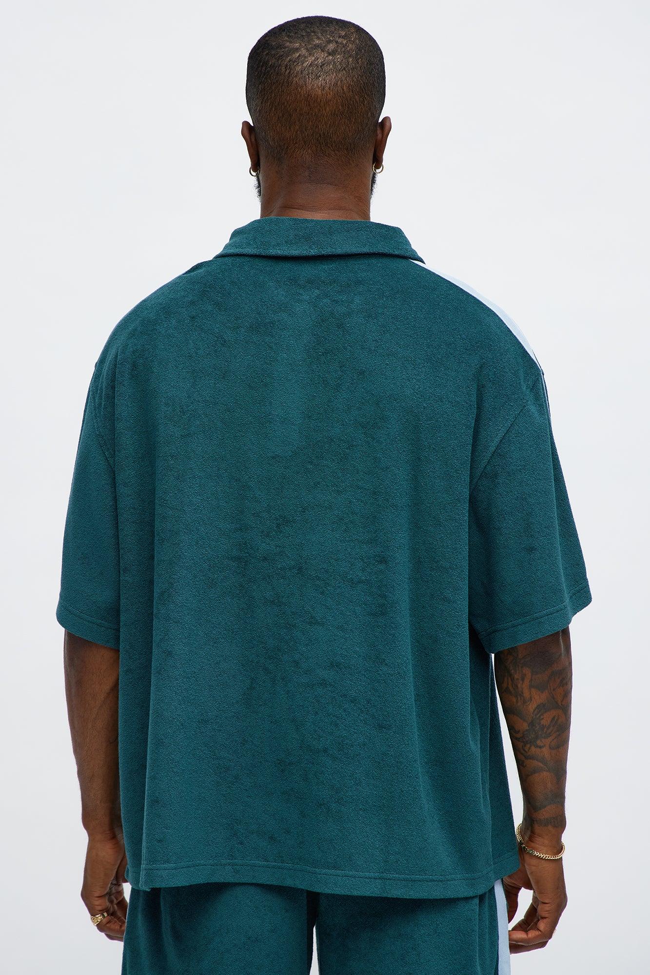 Relaxed Chateau Terry Embroidered Polo - Teal/combo Male Product Image