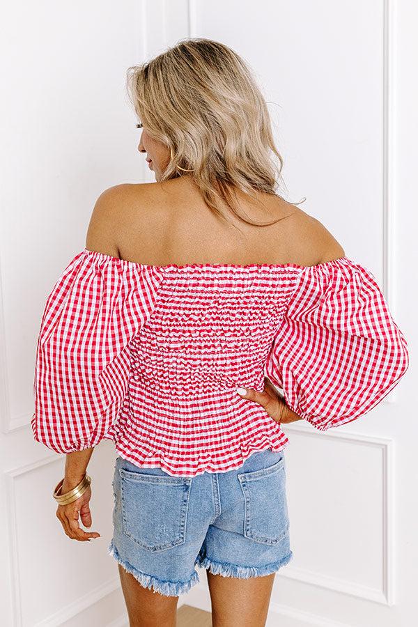 Summer Rhythm Gingham Top In Red Product Image