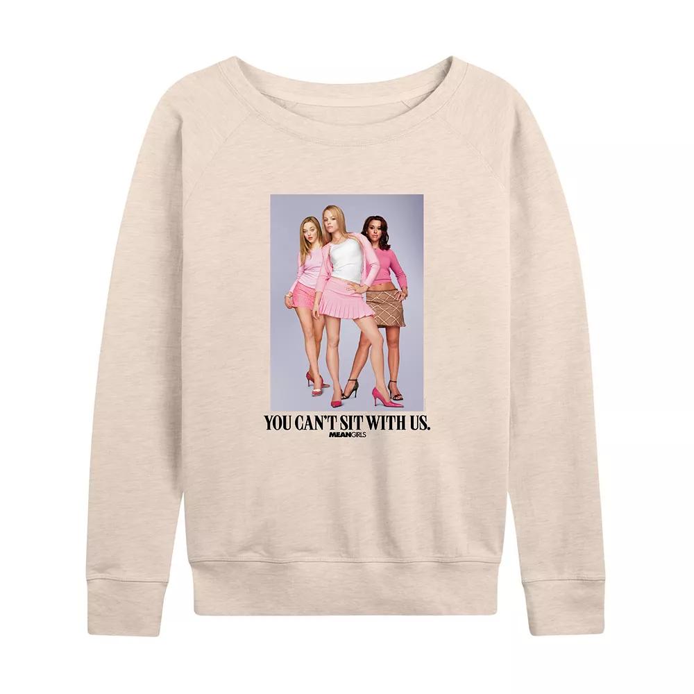 Women's Mean Girls Can't Sit With Us French Terry Long Sleeve Tee, Size: Small, Beige Product Image