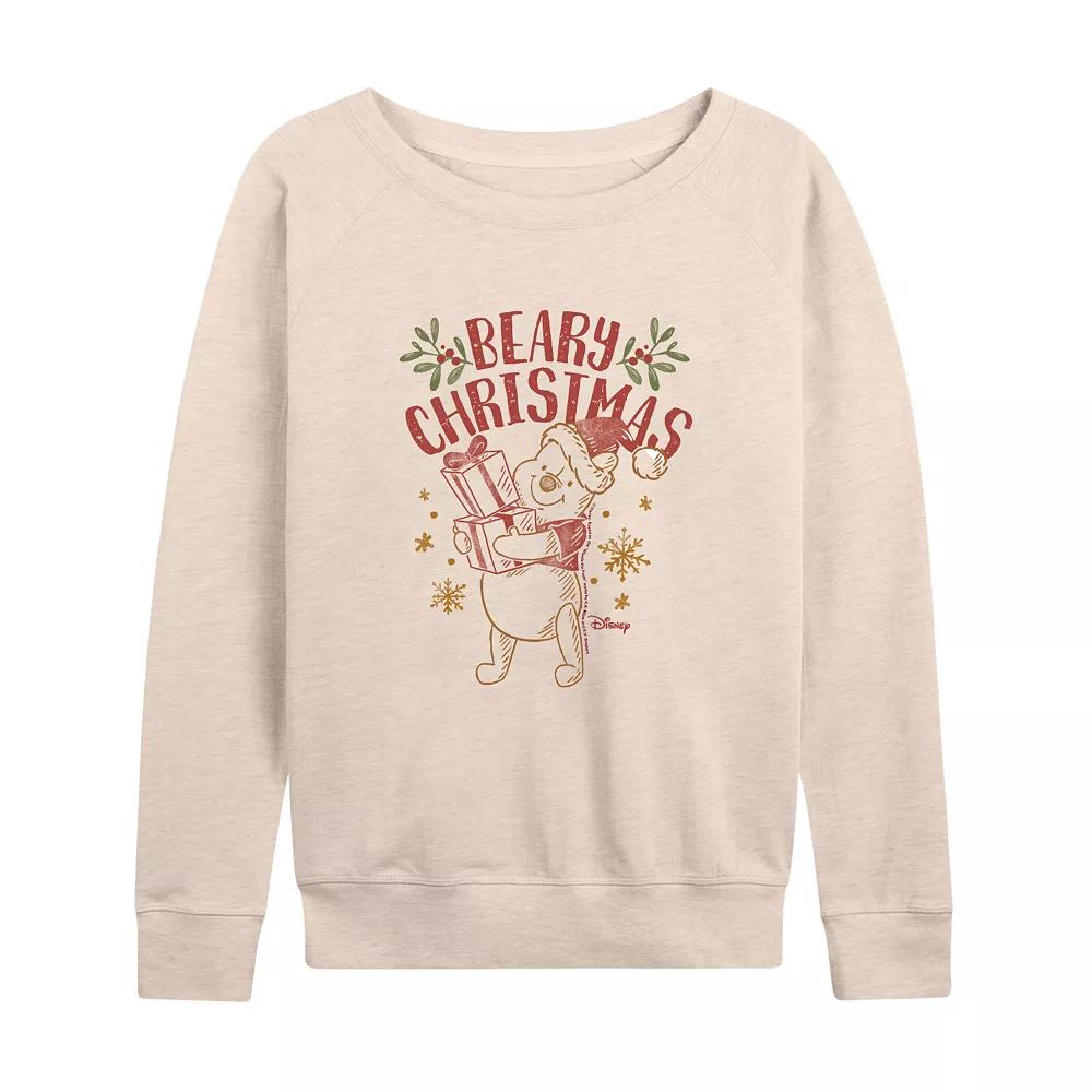 DIsney's Winnie The Pooh Women's Beary Christmas French Terry Long Sleeve Tee,  Product Image