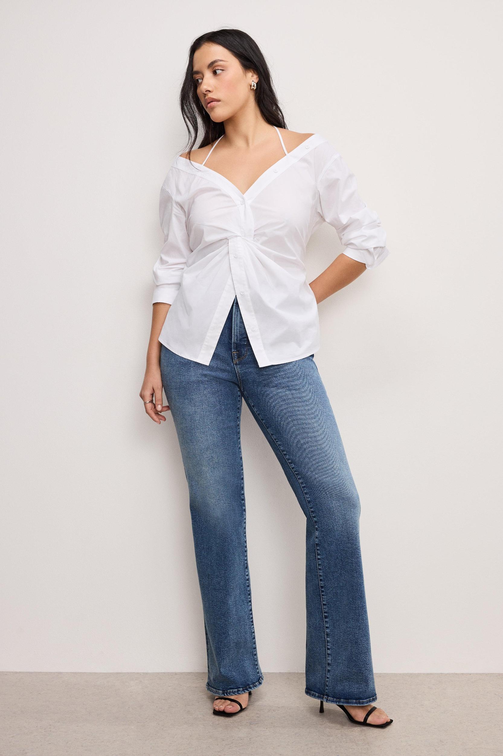 POPLIN OFF SHOULDER TOP | WHITE001 Product Image
