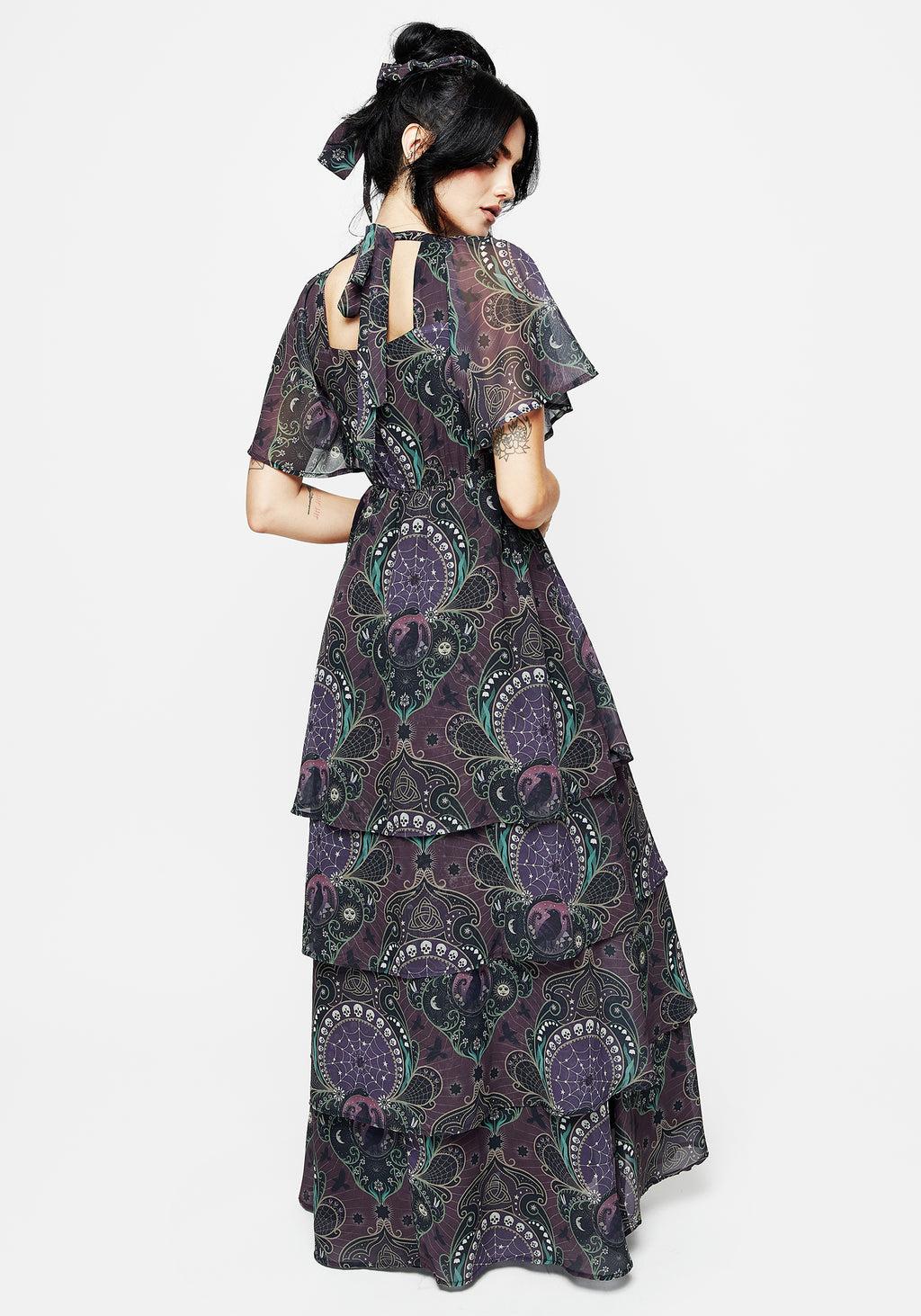 Clarette Chiffon Angel Sleeve Tiered Gown Product Image