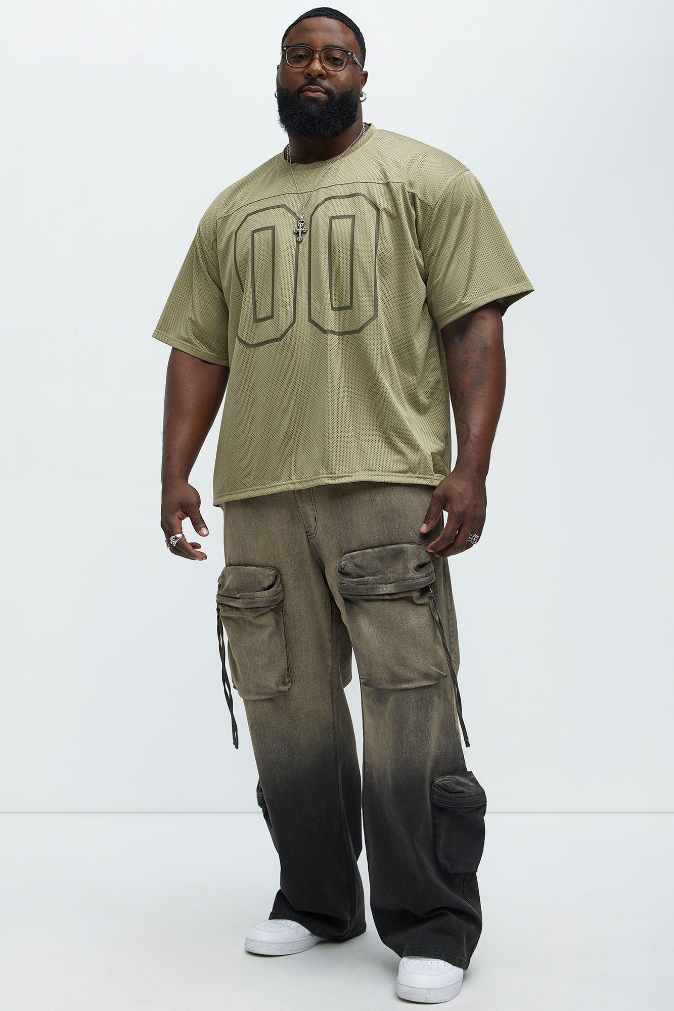 Mesh Boxy Football Short Sleeve Tee - Olive Product Image