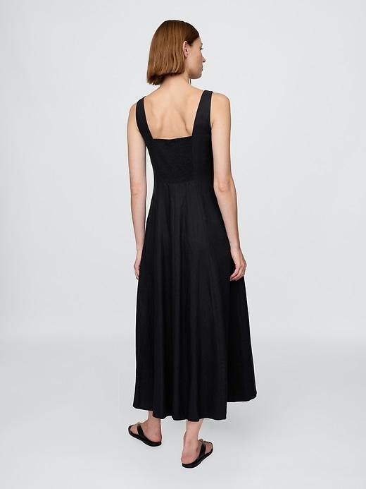 Linen-Blend Square-Neck Maxi Dress Product Image