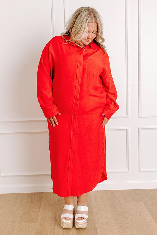 Chic Vibes Button Down Midi Dress Curves Product Image