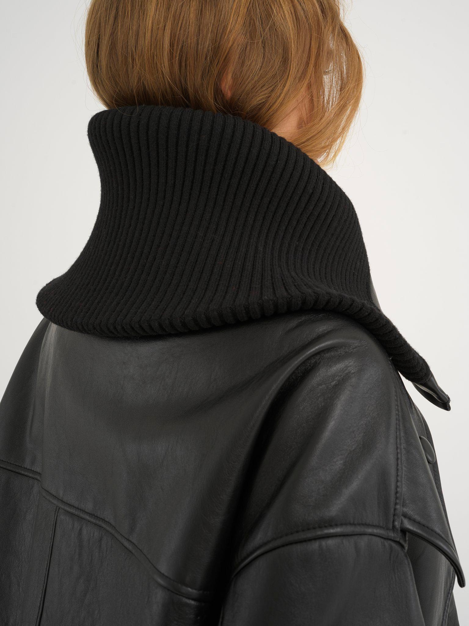 Short bomber jacket in soft leather Product Image
