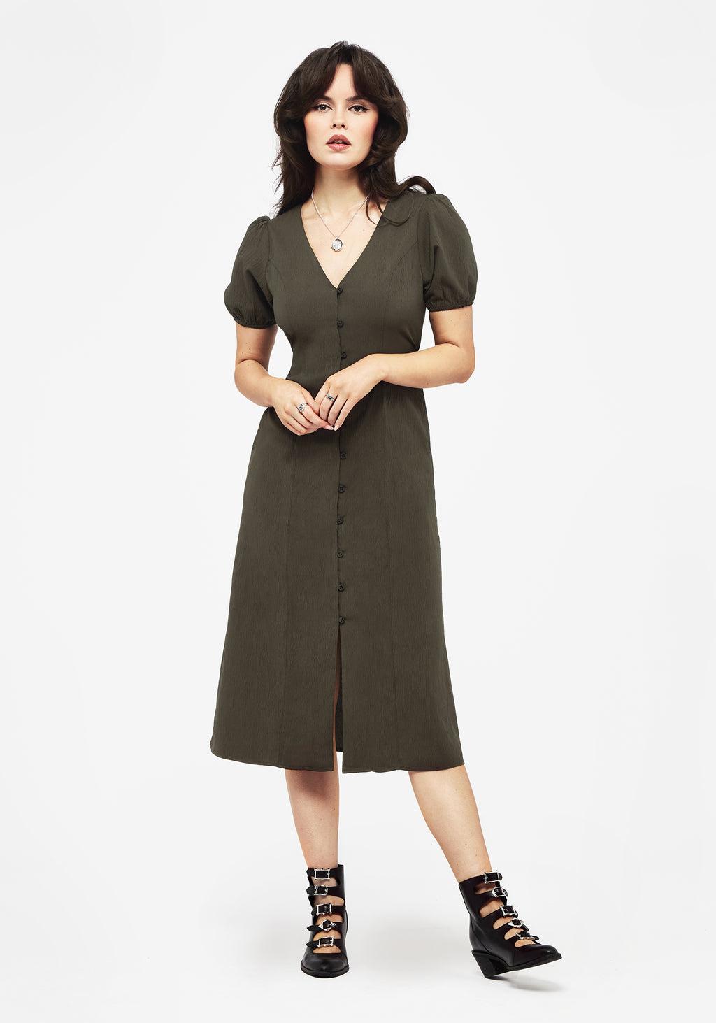 Rosette Button Up Midi Dress Product Image