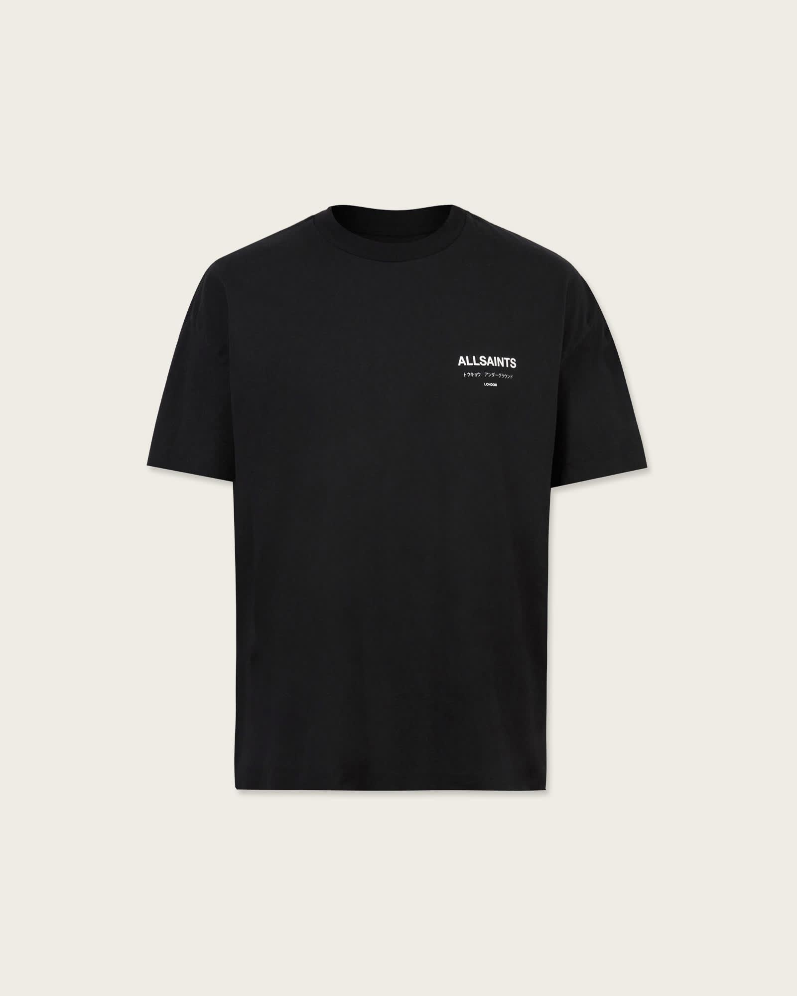 Underground Oversized Crew Neck T-Shirt Jet Black | ALLSAINTS US Product Image