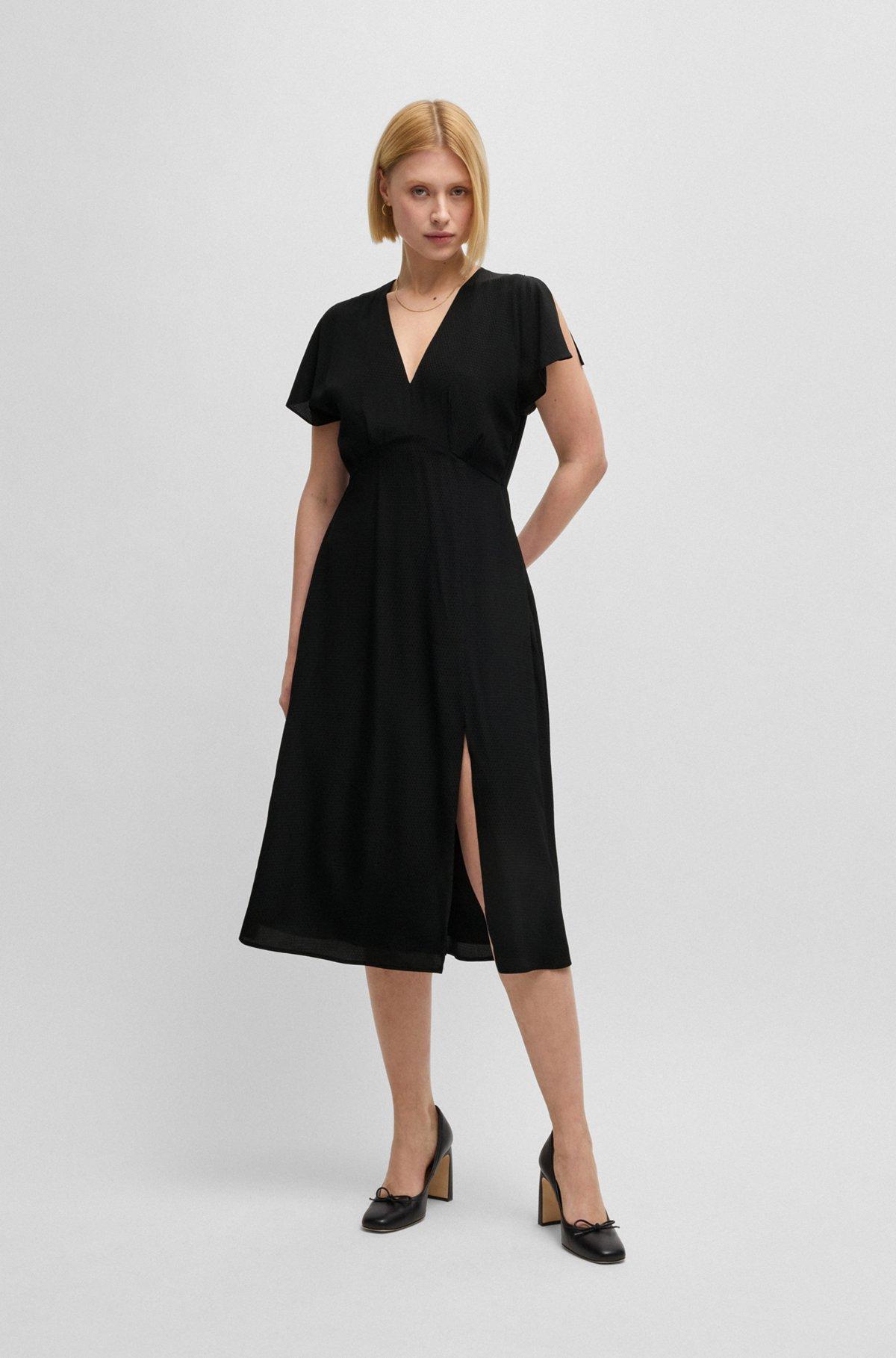 V-neck dress in dot-patterned silk Product Image
