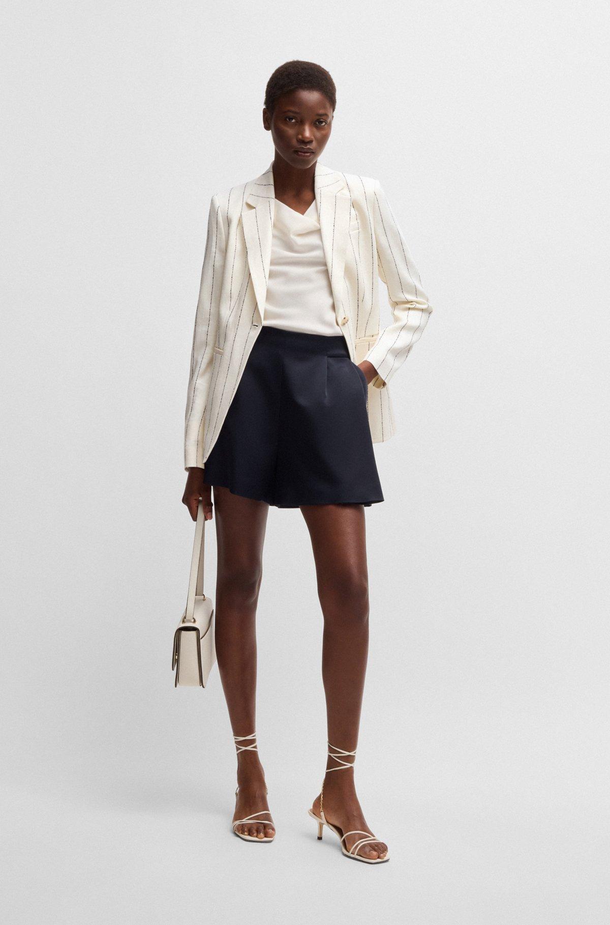 Slim-fit suit jacket in striped linen-blend bouclé Product Image