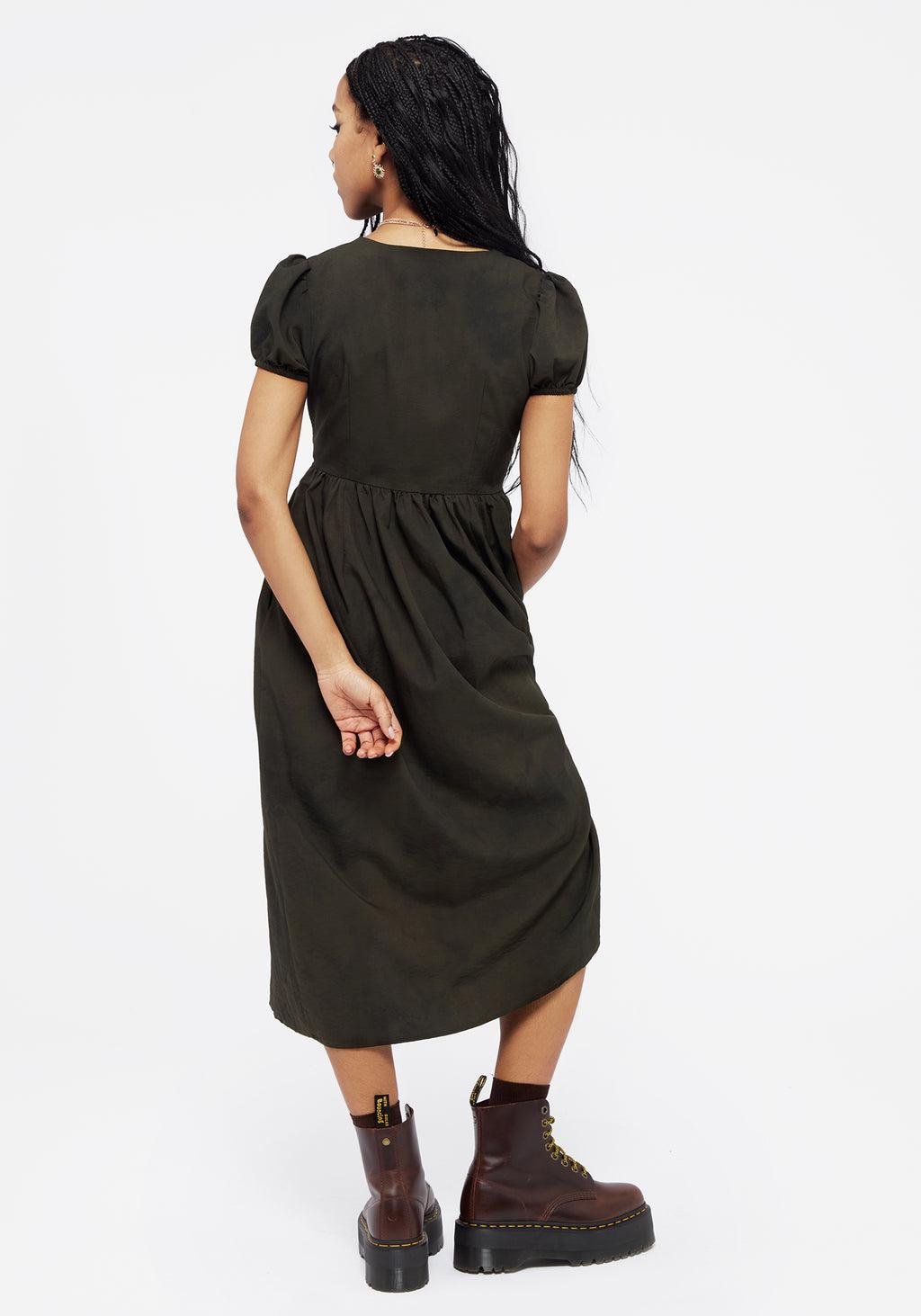 Gladys Button Up Midi Dress - Green Product Image