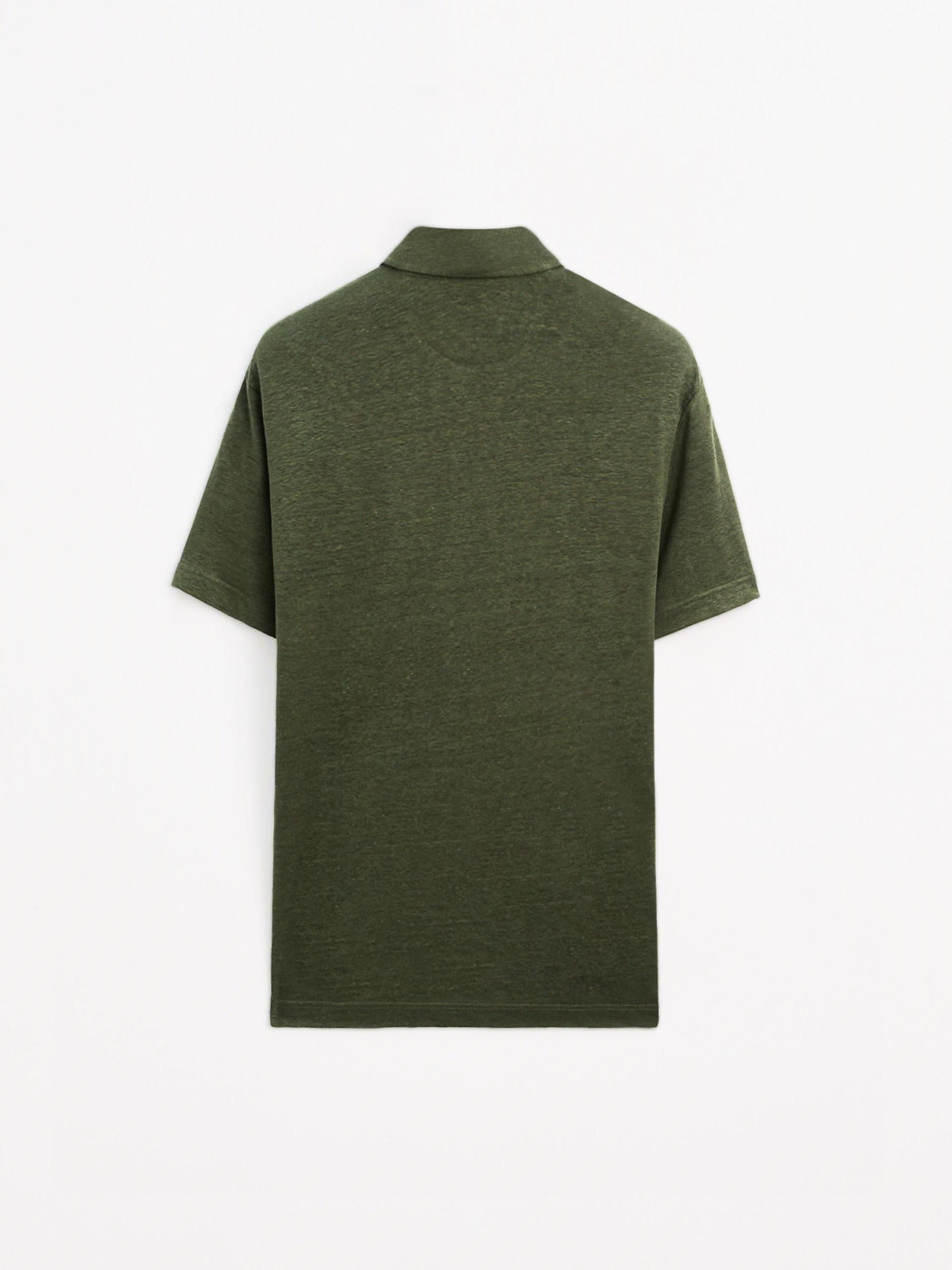 100% linen short sleeve polo shirt Product Image